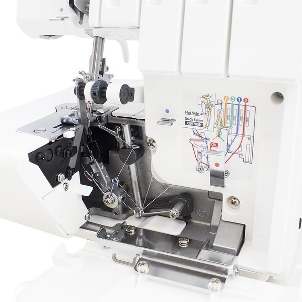 MO-214D - 2-needle, 2/3/4-thread overlocker. The MO-214D is a refreshed version of the MO-114D with a new design, LED lighting and the inclusion of a waste collector and blindstitch foot!