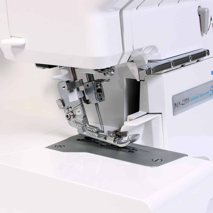 JUKI MO-2500 - 2-needle, 2/3/4-thread overlocker. The MO-214D is a refreshed version of the MO-114D with a new design, LED lighting and the inclusion of a waste collector and blindstitch foot!