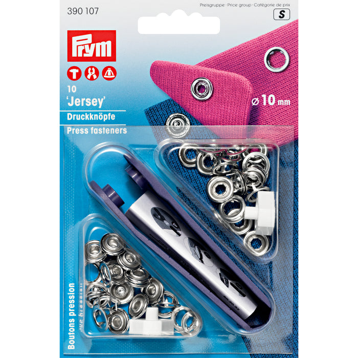 PRYM - JERSEY SNAPS 10 MM SILVER WITH INSERT