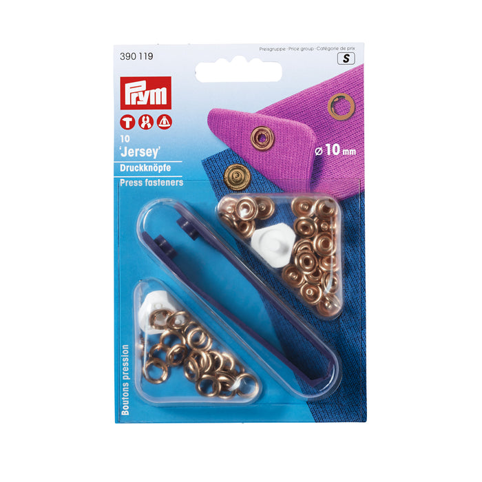 PRYM - JERSEY SNAPS 10 MM COPPER COLORED WITH INSERT