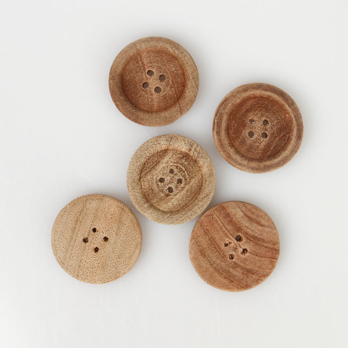 WOODEN BUTTON 25MM - 5 PACK