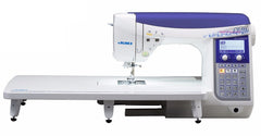 DX-2000QVP – unsere Quiltmaschine mit extra großem Abstand zwischen Nadel und Arm und vielen tollen Quiltfüßen inklusive.