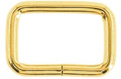 2 PCS RECTANGULAR 25mm/1 in.  BRIGHT GOLD