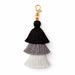 Adorno colgante borla triple para bolso Negro