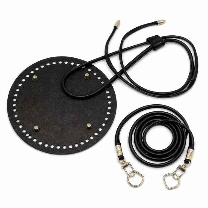 Base circular perforada 15 cm con asa y cierre para bolso saco