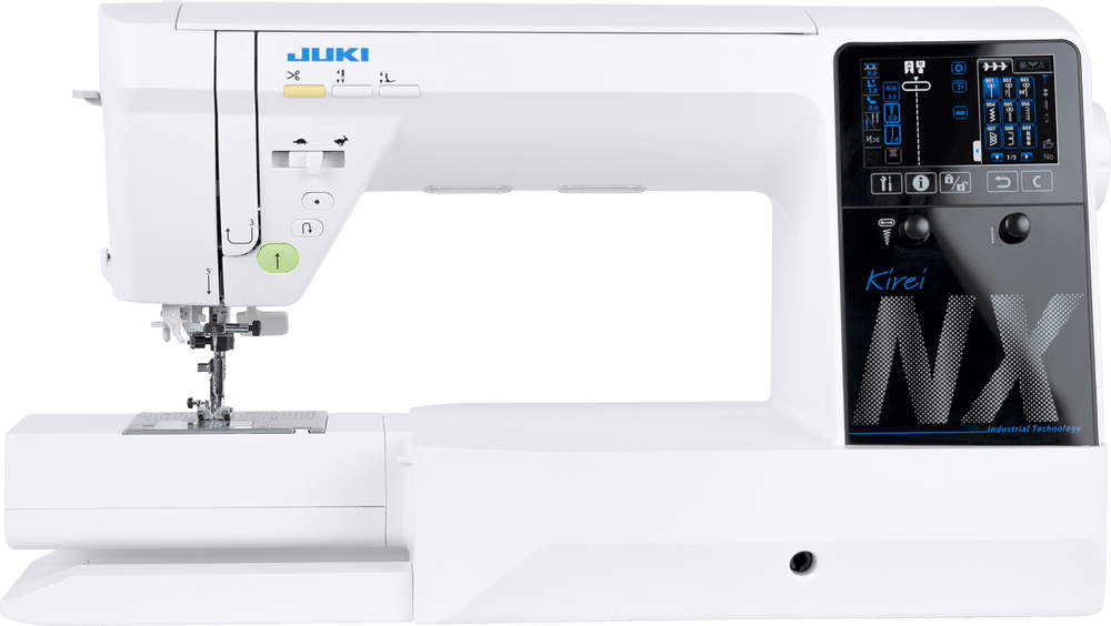 HZL-NX7 KIREI - 351 sömmar, extra stort utrymme mellan nål och arm, box-feed matning, flotfunkation, inbyggd övermatningssystem.