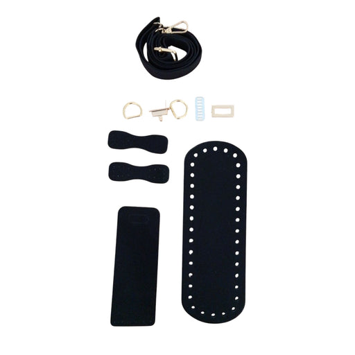 Set de accesorios para bolso – Base, correa y cierre (para trapillo, algodón o cordón) B-002