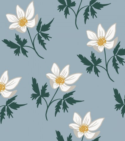 FRÜHLINGSBLUME - BLAUGRAU - DRUCK AUF ANFRAGE