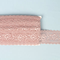 DENTELLE ÉLASTIQUE ROSE POUSSIÈRE 58MM